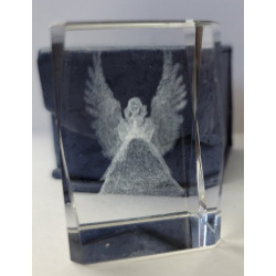 Holographic Angel 3D Laser Engraved Crystal Glass Cubed