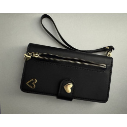 POLA Love Zipper Style Flip Leather Credit Card Holder Phone Case With Strap